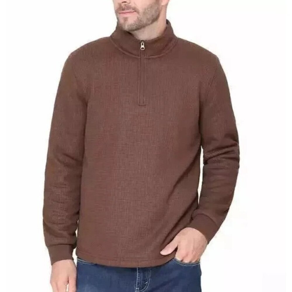 NEW B.C. Clothing Men's XXL Waffle 1/4 Zip Mock Thermal Pullover Fleece Lined